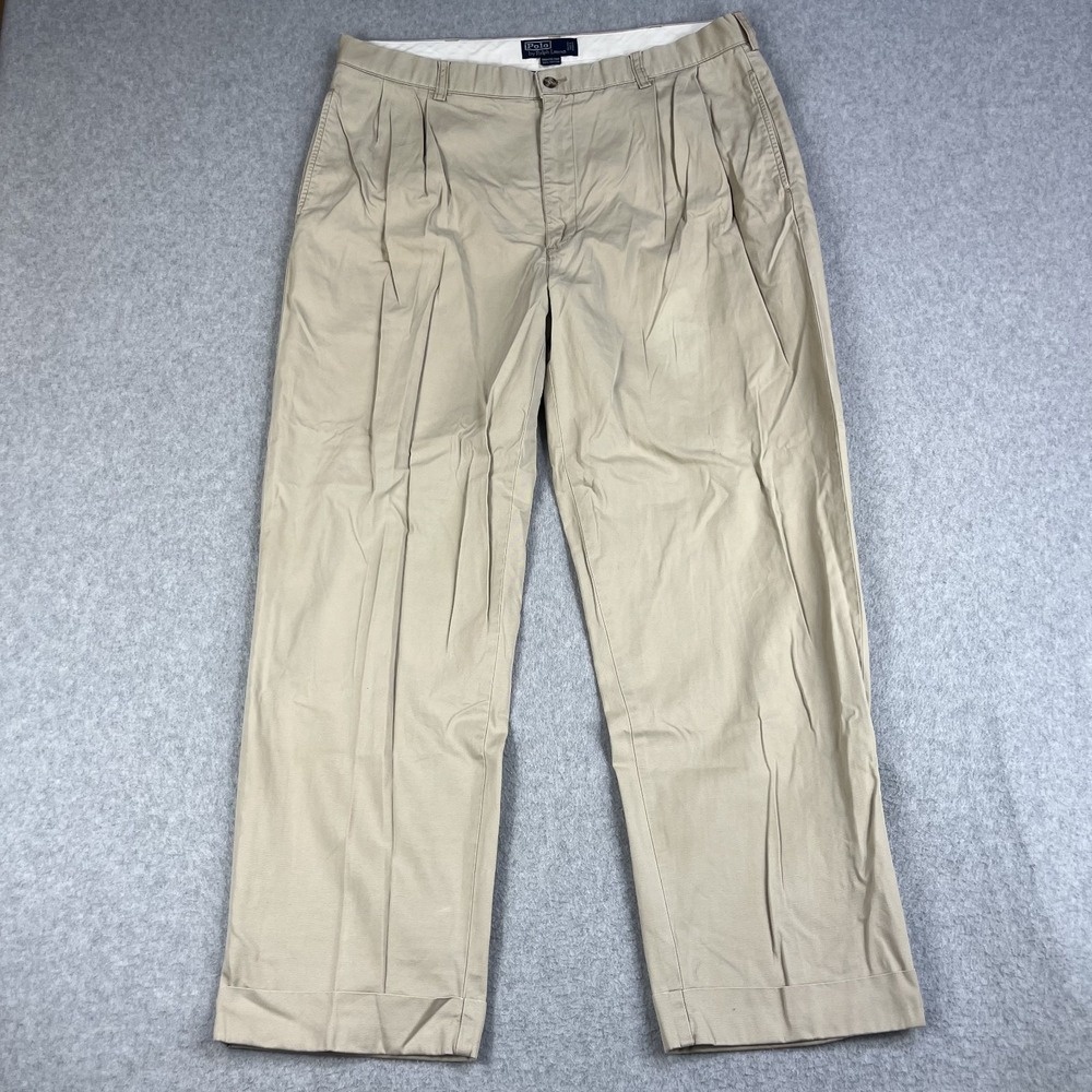 Vintage Polo Ralph Lauren Hammond Pleated Chino Pants Mens 38x30 (Fits 37x30)